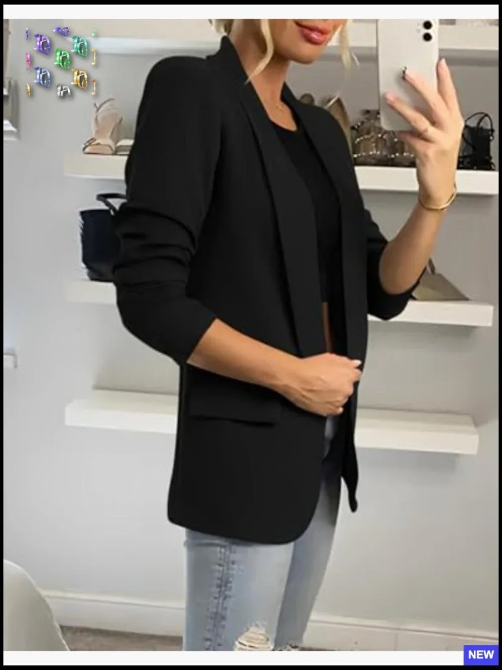 Classic Shawl Collar Blazer Elegant Business Casual Open Front Lightweight